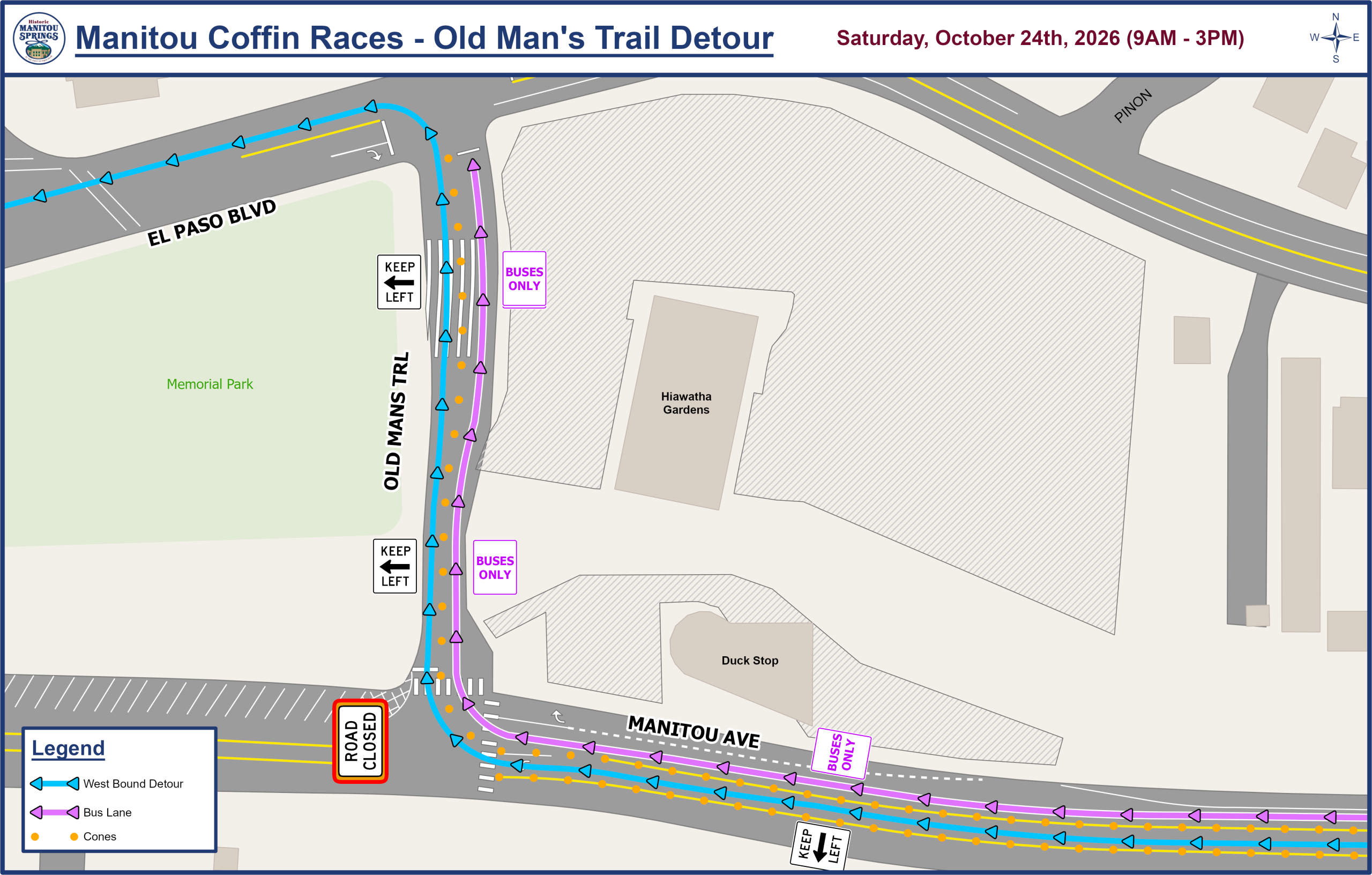 Old Mans Trail detour map